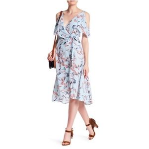 Spirit of Grace Light Blue Floral Wrap Dress